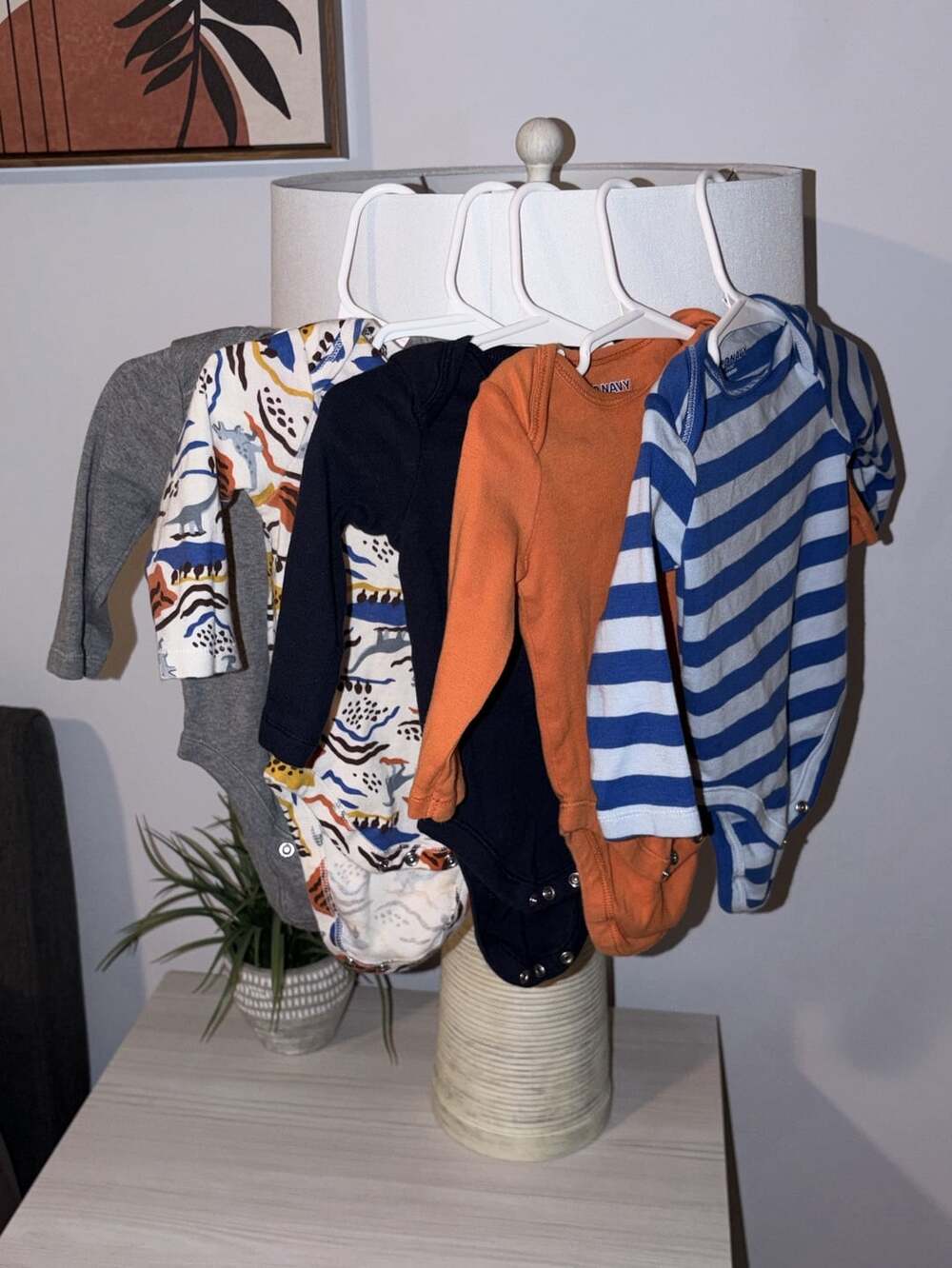 Old Navy Baby Long Sleeve Cotton Bodysuits 5-Pack Dinosaur Stripe Solid